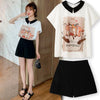 美人度アップ シフォン スウィート 半袖 Tシャツ ショートパンツ セットアップ ＜F-9234＞
