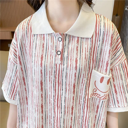絶対流行 プリント カジュアル ゆったりトップス 半袖Tシャツ 全2色＜F-8314＞