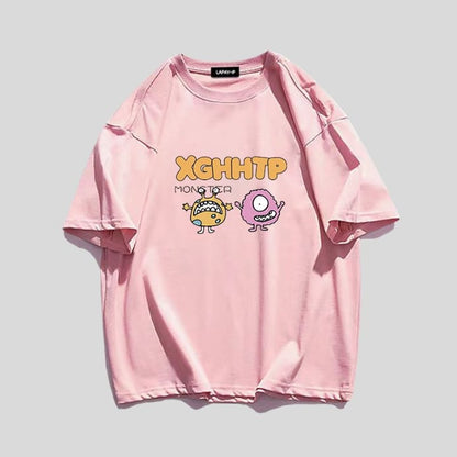 男女兼用 シンプル プリント Tシャツ F-13304