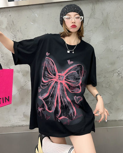 個性的なデザイン プリント ラウンドネック 半袖 Tシャツ カットソー＜F-8273＞