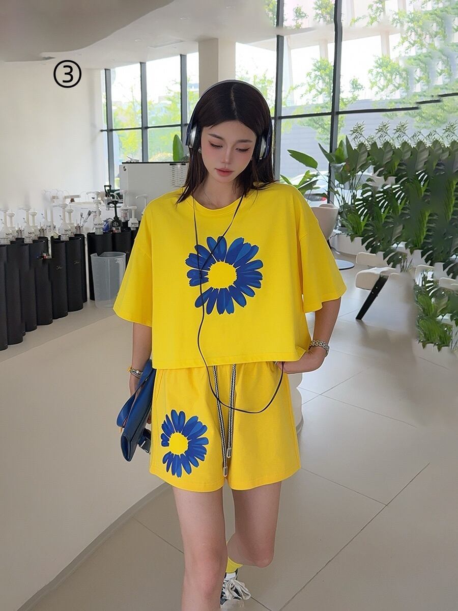 好感度UP カジュアル 真夏も快適 半袖 Tシャツ ショートパンツ セットアップ ＜F-11374＞