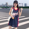 キュートでハンサムなスポーツスタイルのベストドレスバスケットボールユニフォームルーズミッドレングスノースリーブTシャツトップ   ＜F-2853＞