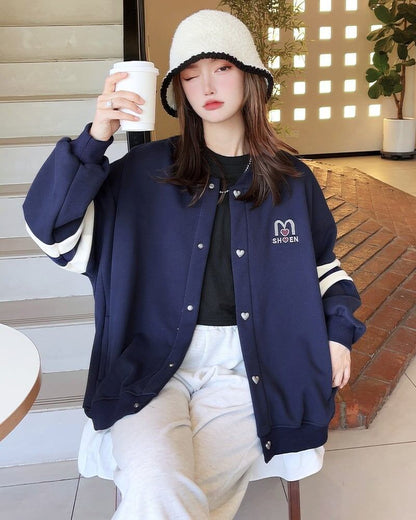 定番シンプル配色   ユニセックスゆったりスタジャン全3色コート＜F-4694＞