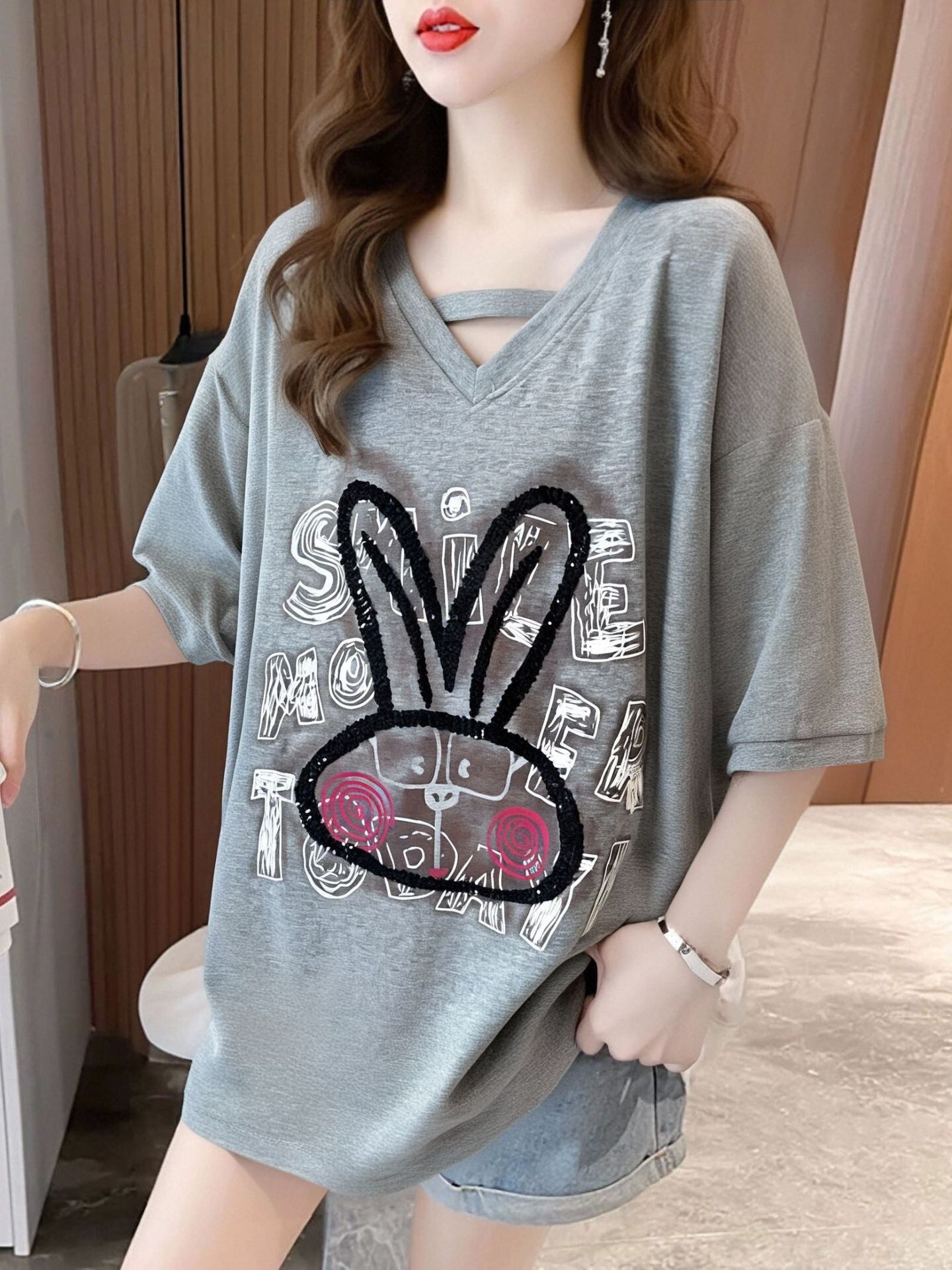 キュート 好感度UP 海外トレンド カジュアル 全4色 半袖 Tシャツ ＜F-11097＞
