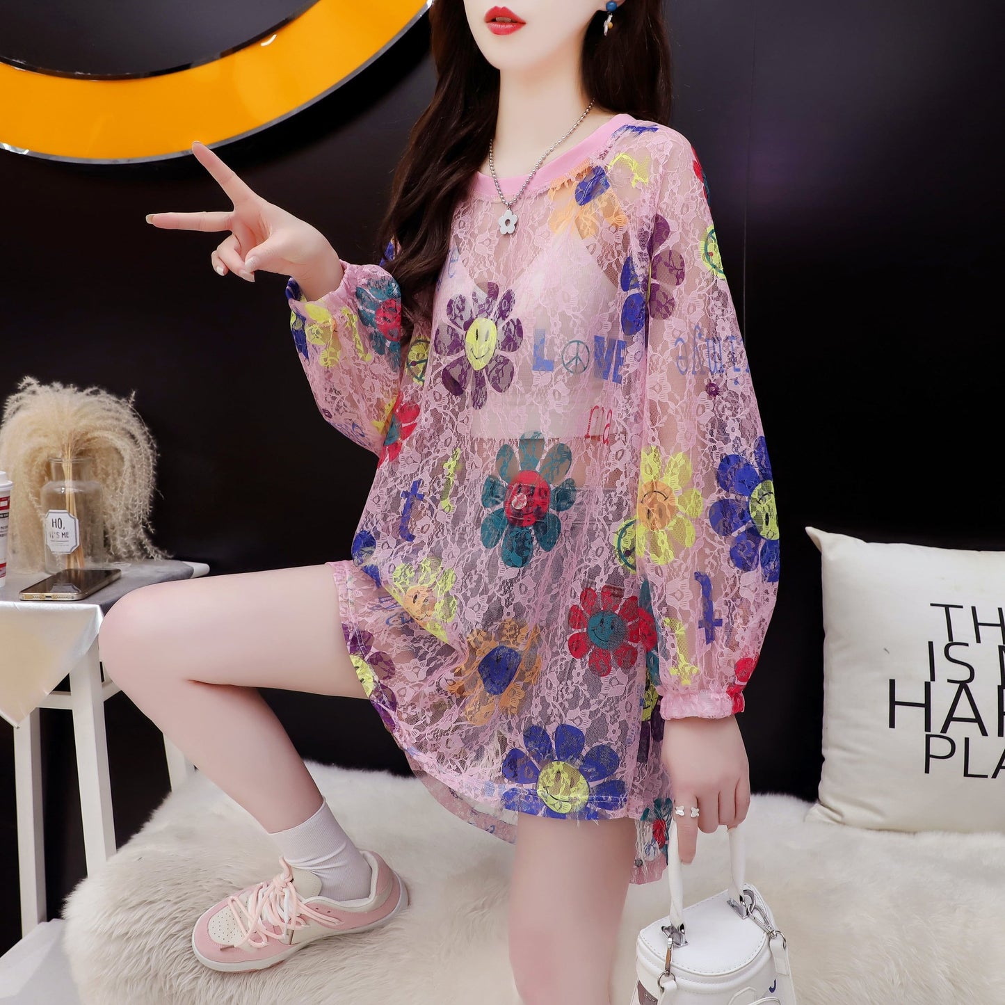 個性的なデザイン   清純甘くて女子力UP Tシャツ カットソー＜F-3051＞