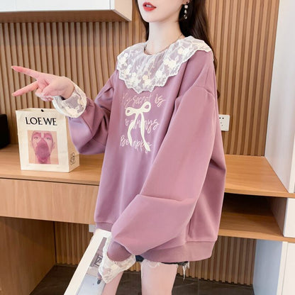 高見えデザイン レース ファッション感満々 切り替え 刺繍 2色選択 パーカーF-9734