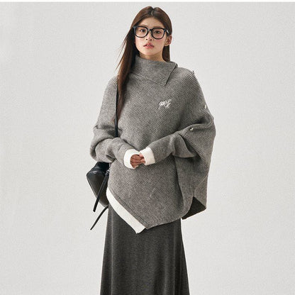 新商品 都市ファッショ おすすめ オシャレ デザイン 不規則 イレギュラー 2色選択 ニットトップスF-9917