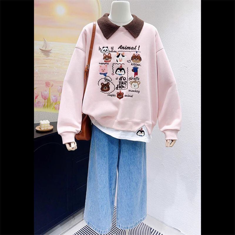 【裏起毛】存在感抜群 レイヤード風 トレンドアイテム 刺繍 パーカーF-10698