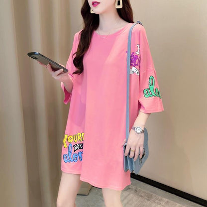 新商品 プリント ファッション ゆったり 全4色 半袖 Tシャツ＜F-11443＞