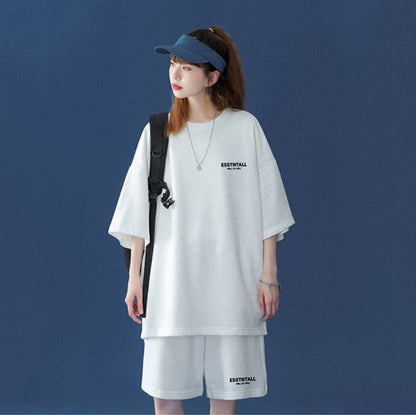 【半額セール】早い者勝ち  男女兼用 半袖Ｔシャツⅹパンツセット全4色F-6549