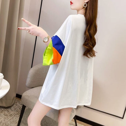超人気商品   ベアー柄 プリント ロング Tシャツ ゆったりワンピース ＜F-4024＞