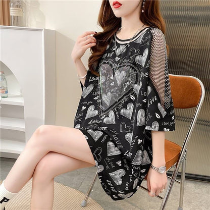 高級ホットドリル半袖Tシャツ<F-3005>
