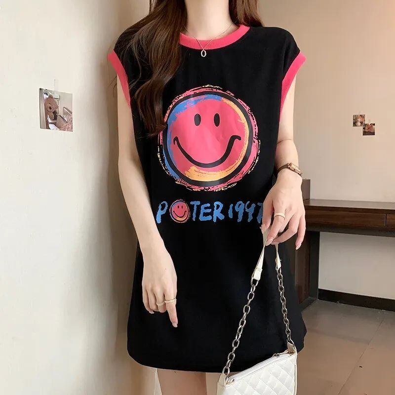 【半額！期間限定！！】超人気 ファッション カジュアル プリント ノースリーブ Tシャツ<F-8487>