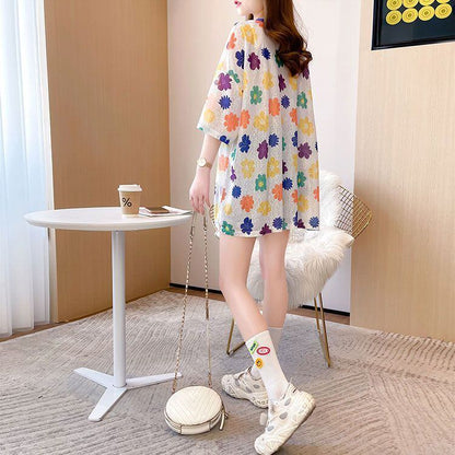 大人可愛い 半袖 紫外線対策 ラウンドネック ルーズ Tシャツ ＜F-8642＞