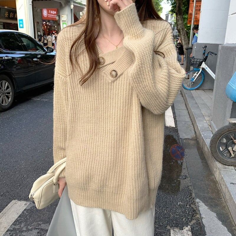 知的で品の良い   一目惚れ 3色選択可 長袖 ニット セーター＜F-2572＞