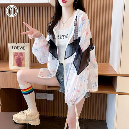 猛暑日でも大人可愛く着用できる 日焼け対策 着心地良い 2色選択 パーカー コート＜F-9080＞