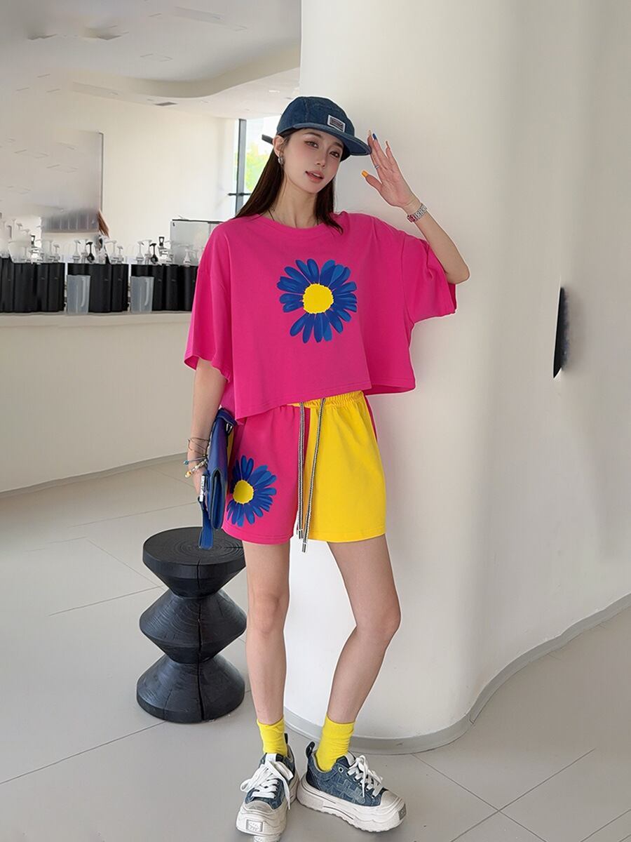 好感度UP カジュアル 真夏も快適 半袖 Tシャツ ショートパンツ セットアップ ＜F-11374＞