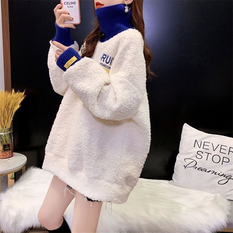 もこもこハイネックボアトレーナー全3色厚手スウェット<F-4394>