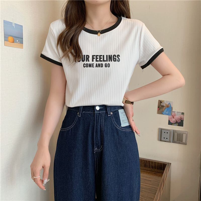 ゆったり感アップ アルファベット ファッション Tシャツ カットソー＜F-3077＞