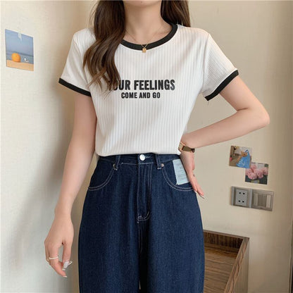 ゆったり感アップ アルファベット ファッション Tシャツ カットソー＜F-3077＞