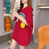 レインボースマイリーファッションオールマッチルーズ半袖Tシャツ<F-2860>
