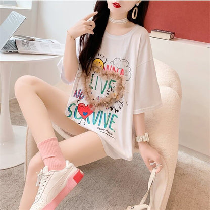 デザイン感   チャーミング Tシャツ カットソー＜F-3529＞
