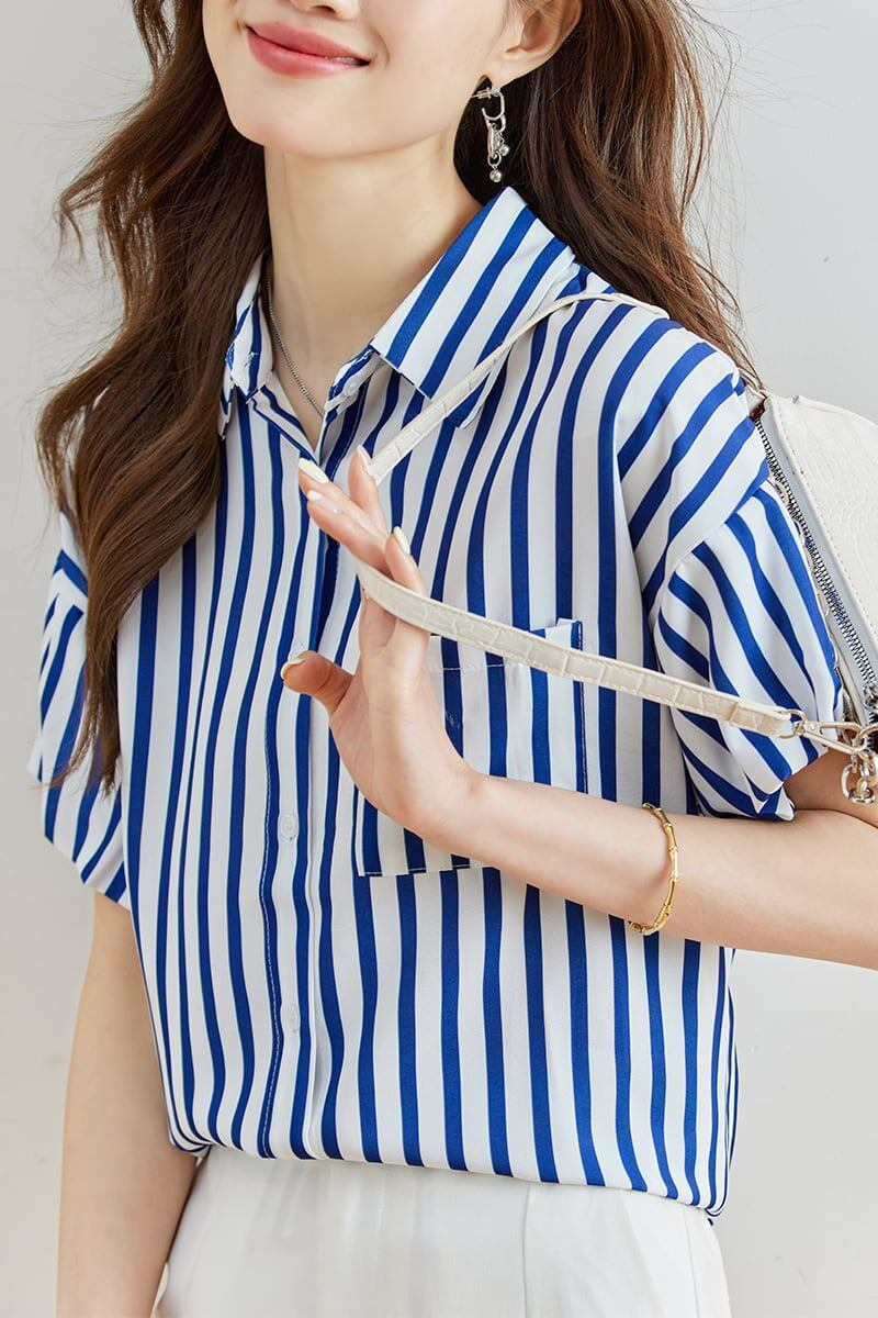 絶対欲しい 知的 ファッション シャツ<F-6588>