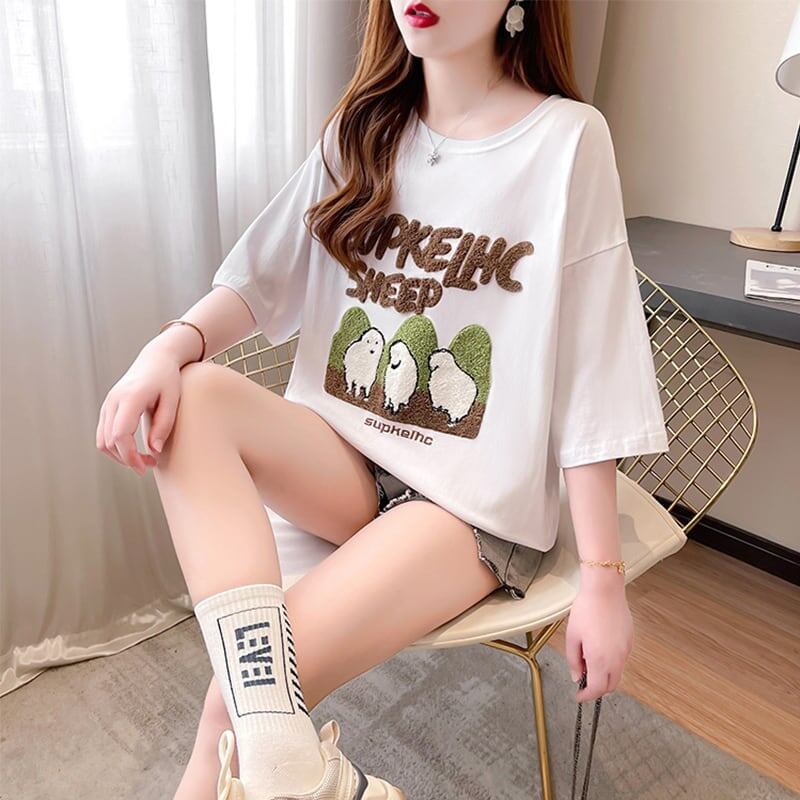 合わせやすい   チャーミング Tシャツ カットソー＜F-3480＞