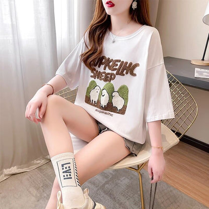 合わせやすい   チャーミング Tシャツ カットソー＜F-3480＞