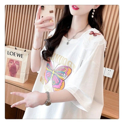 話題沸騰中 プリント ロゴ ゆったり 3色半袖Tシャツ＜F-8316＞