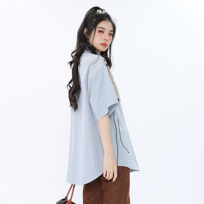 期間限定 ファッション 個性派 レイヤード風 切り替え プリント全3色 男女兼用 半袖TシャツF-9044