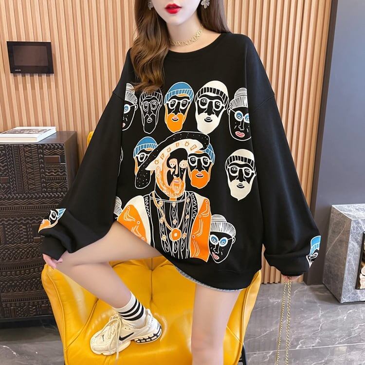 韓国系   グラフィック スウェット トップス＜F-4023＞