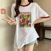 着せ   プリント Tシャツ 四色 ゆったり半袖 ＜F-3019＞