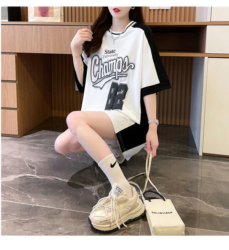 絶対流行 一目惚れ 個性的なデザイン 2色選択可 プリント Tシャツ カットソー＜F-8279＞
