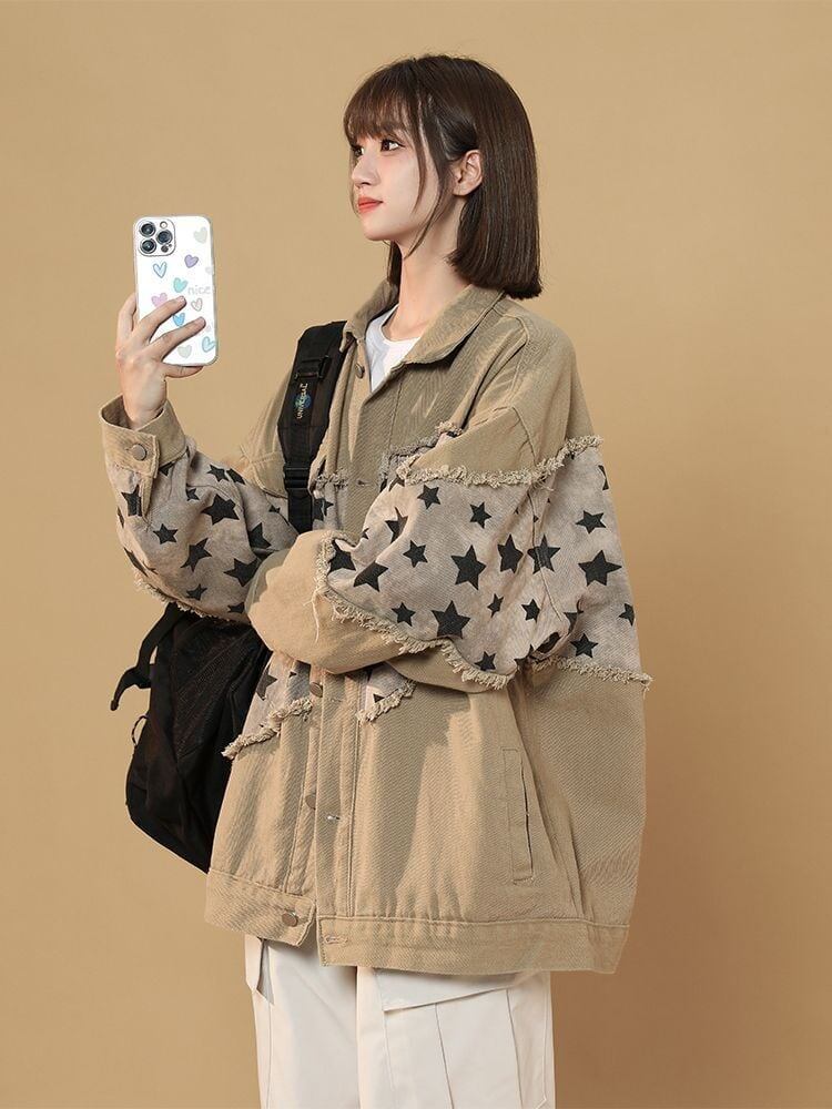 大注目   ダメージ加工 全2色ゆったりコート<F-4797>