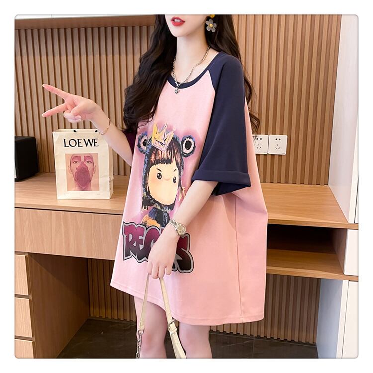 超人気 切り替え スウィート プリント レース 全2色 半袖Tシャツ ＜F-8716＞