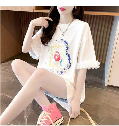 新作 好感度満載 個性的なデザイン ラウンドネック Tシャツ カットソー＜F-8405＞