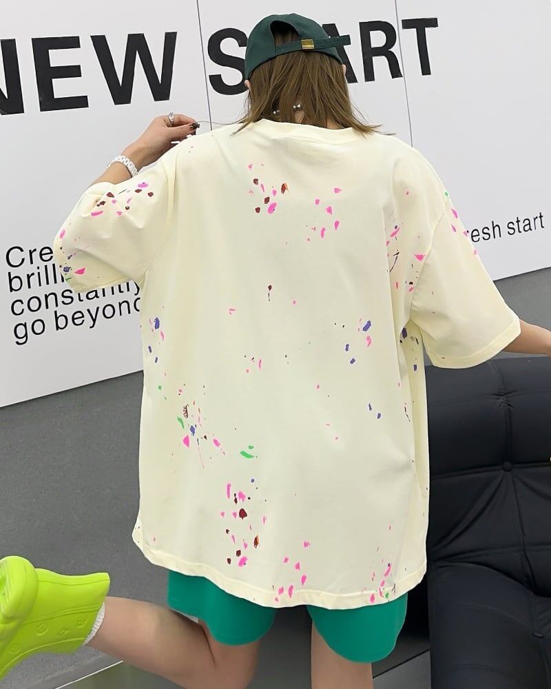 早い者勝ち   ファッション 落書き風 プリント半袖Tシャツ 全3色<F-4913>