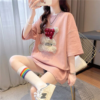 デザインセンス重工業立体パターンベアーズニューアイロンダイヤメッシュ半袖Tシャツ<F-2916>