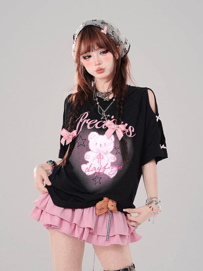 着回し力抜群 レース スウィートプリント 全2色 半袖Tシャツ ＜F-8711＞