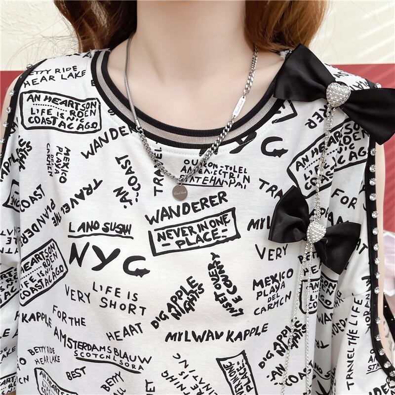 新商品 プリント ファッション 半袖Tシャツ カットソー＜F-8318＞