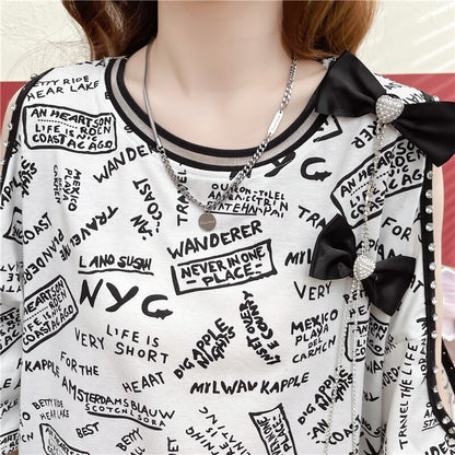 新商品 プリント ファッション 半袖Tシャツ カットソー＜F-8318＞
