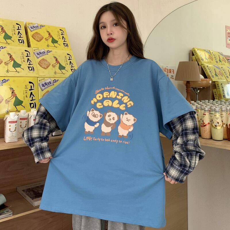 オシャレ度満点 ラウンドネック 個性的なデザイン カートゥーンプリント Tシャツ＜F-2257＞