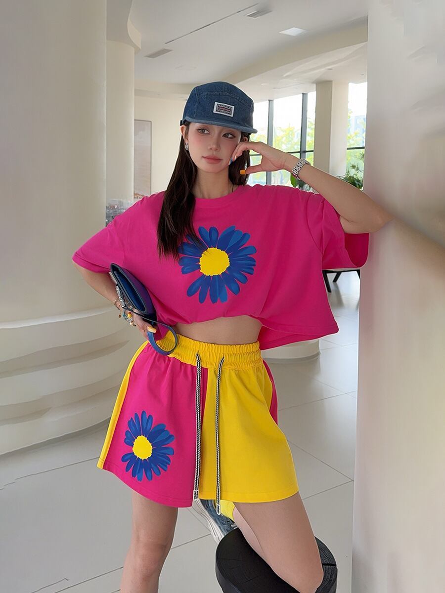 好感度UP カジュアル 真夏も快適 半袖 Tシャツ ショートパンツ セットアップ ＜F-11374＞