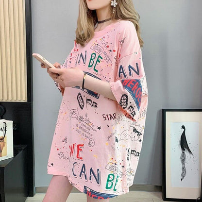 スタイリッシュ 切り替え 一目惚れ プリント Tシャツ カットソー＜F-3540＞