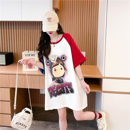 超人気 切り替え スウィート プリント レース 全2色 半袖Tシャツ ＜F-8716＞