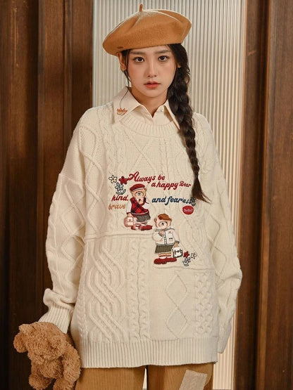 超人気 気質アップ 絶対欲しい Vネック 刺繍 切り替え2色選択 ニットトップスF-9577