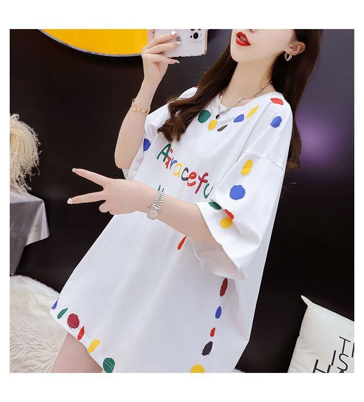 売り切れ必至 プリント ファッション 切り替え 全2色 半袖Tシャツ＜F-8623＞