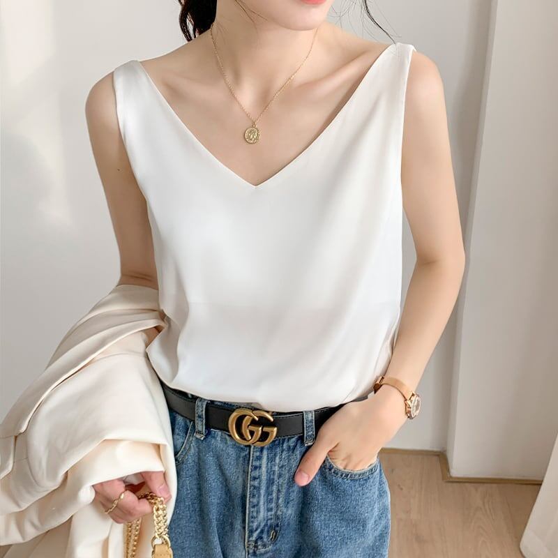 好感度満載   美感いっぱい チョッキ シャツ＜F-3407＞