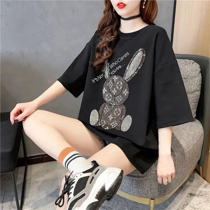 新商品 プリント ファッション ゆったり 全4色 半袖 Tシャツ＜F-8706＞